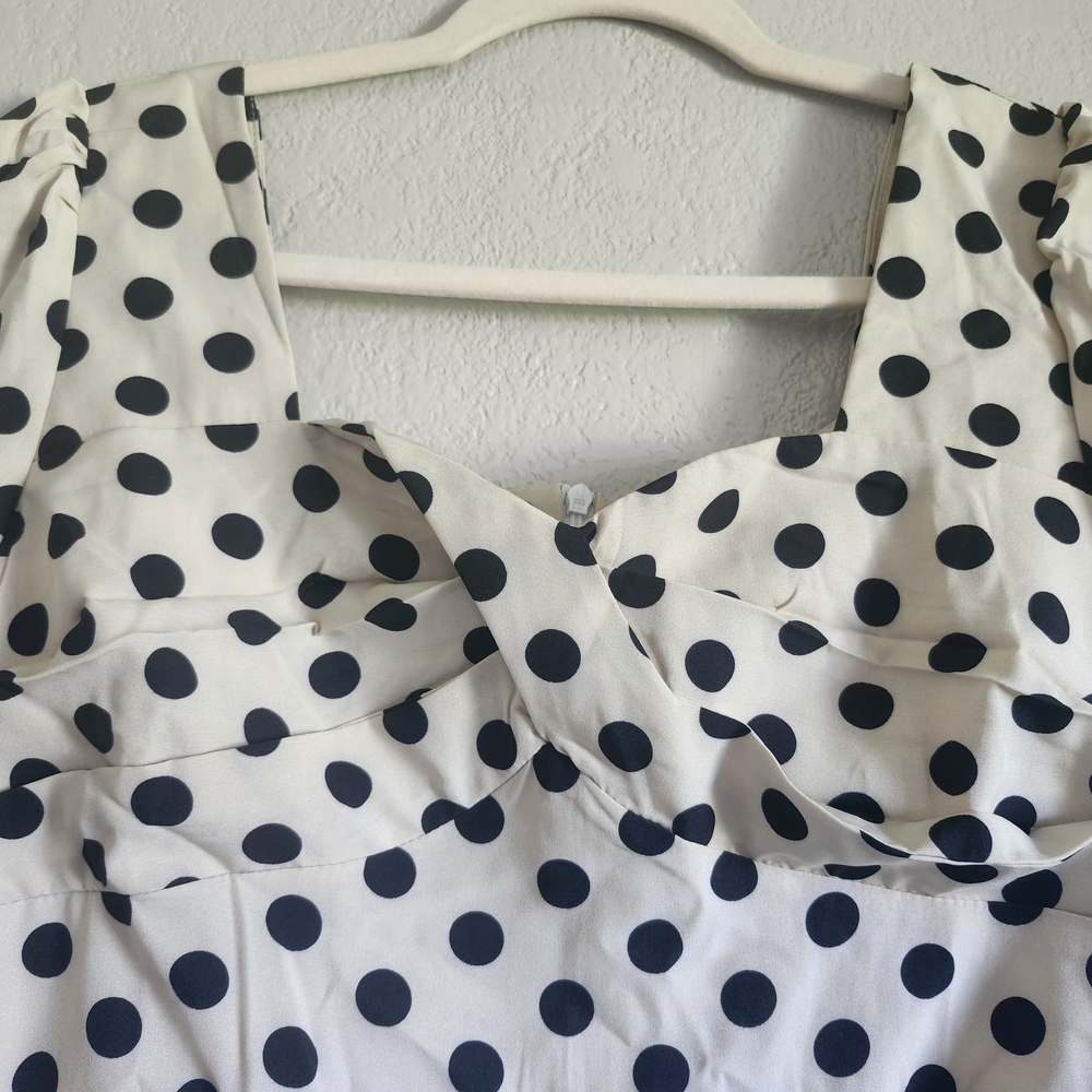 Retro Stage Polka Dot Midi Dress Sz L NWT PinUp Retro - Picture 3 of 7